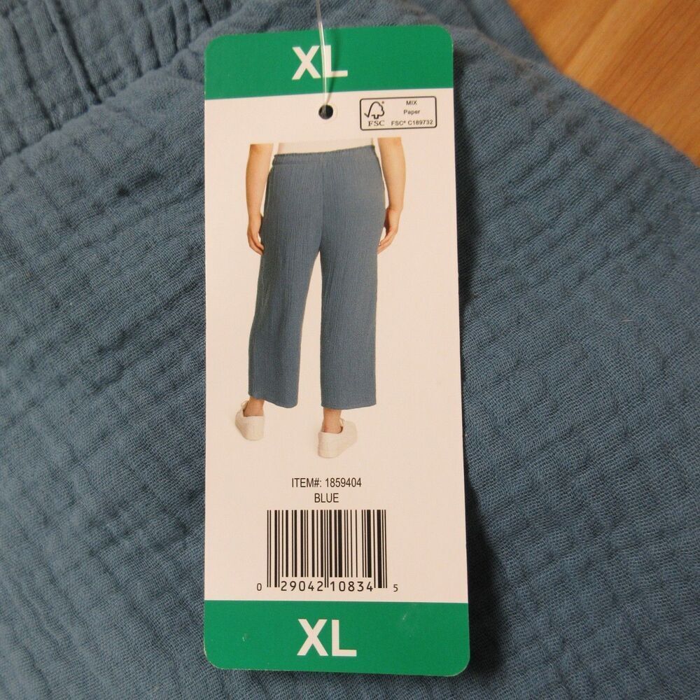 JESSICA SIMPSON Cropped Ankle Gauze Pants XL 16-18 Teal Blue‎ Gauzy Wide Leg NWT - Picture 8 of 12